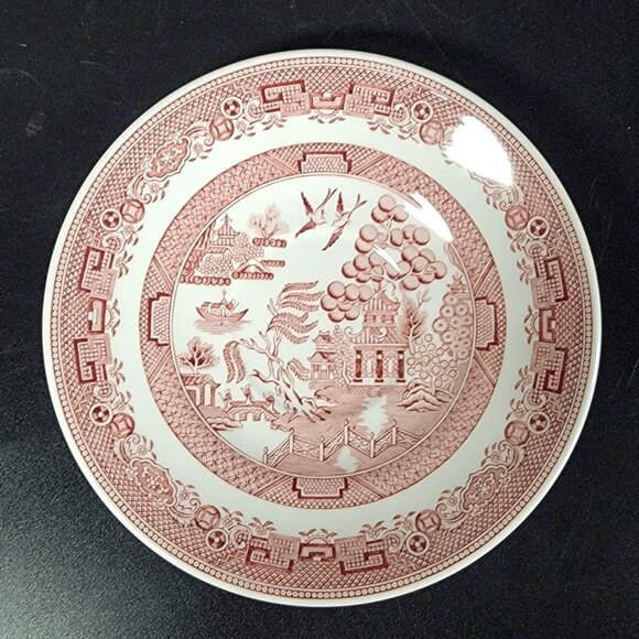 Spode Red Willow Cup and Saucer Set Archive Collection Cranberry Repro England - Picture 7 of 13